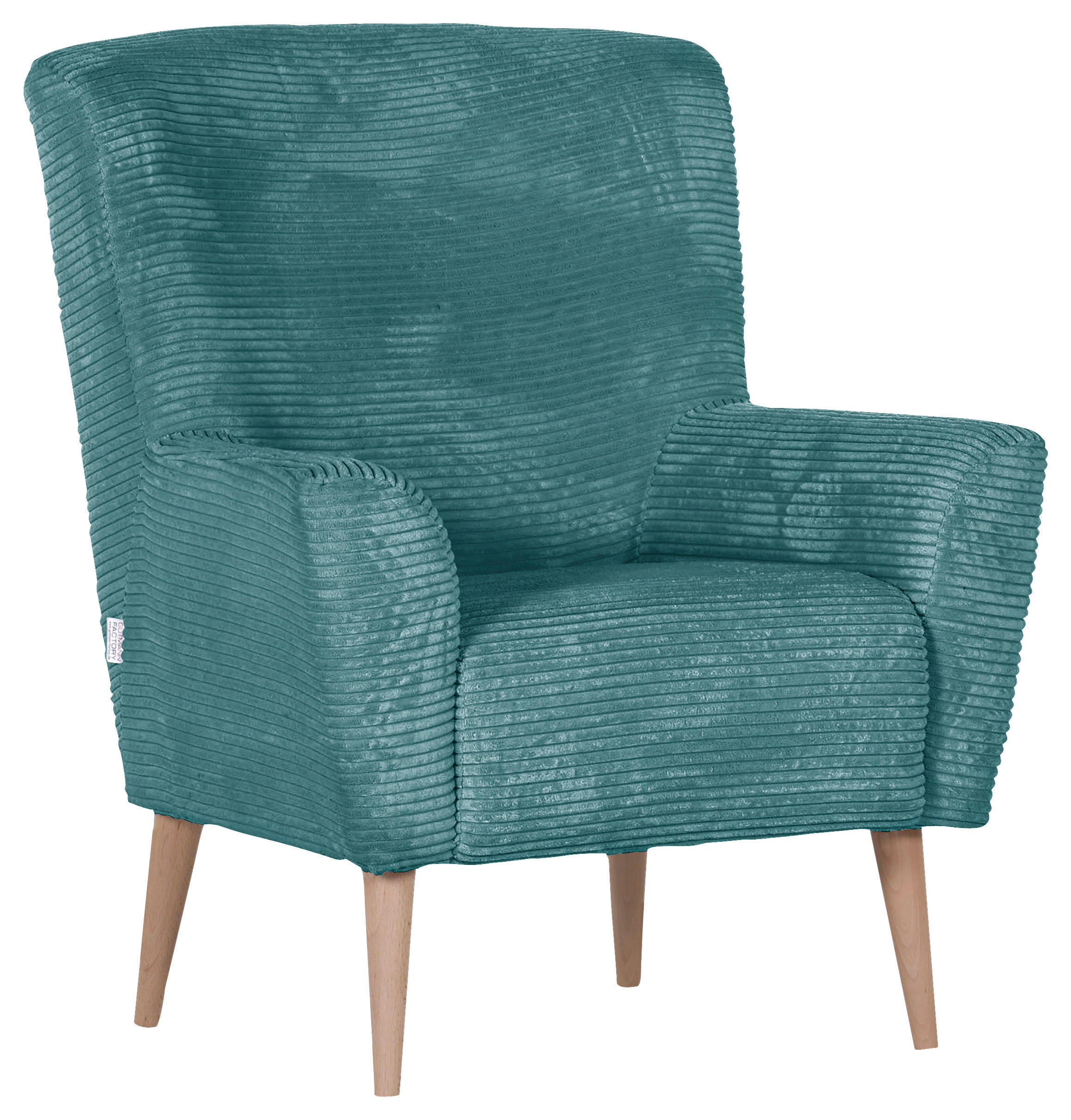SESSEL Cord Petrol    - Petrol/Naturfarben, Trend, Holz/Textil (77/80/93cm)