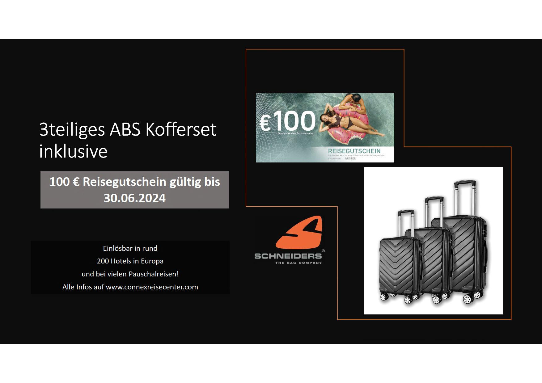 REISEKOFFERSET Schwarz 3-teilig  - Schwarz, Basics, Kunststoff (50/77/31cm)