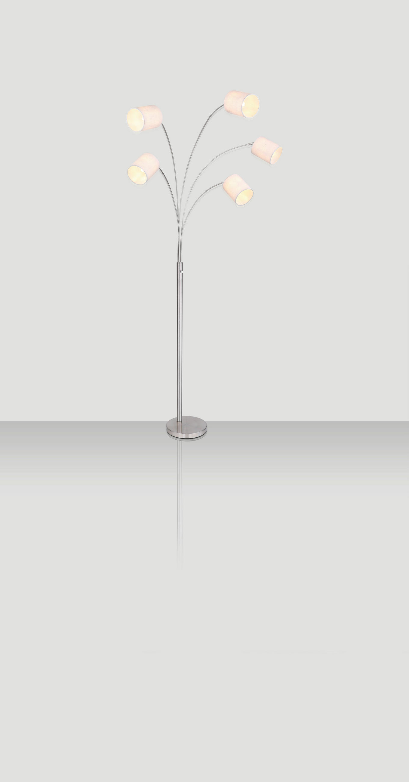STOJACÍ LAMPA, 204 cm - pískové barvy/barvy niklu, Lifestyle, kov/textil (204cm) - Novel