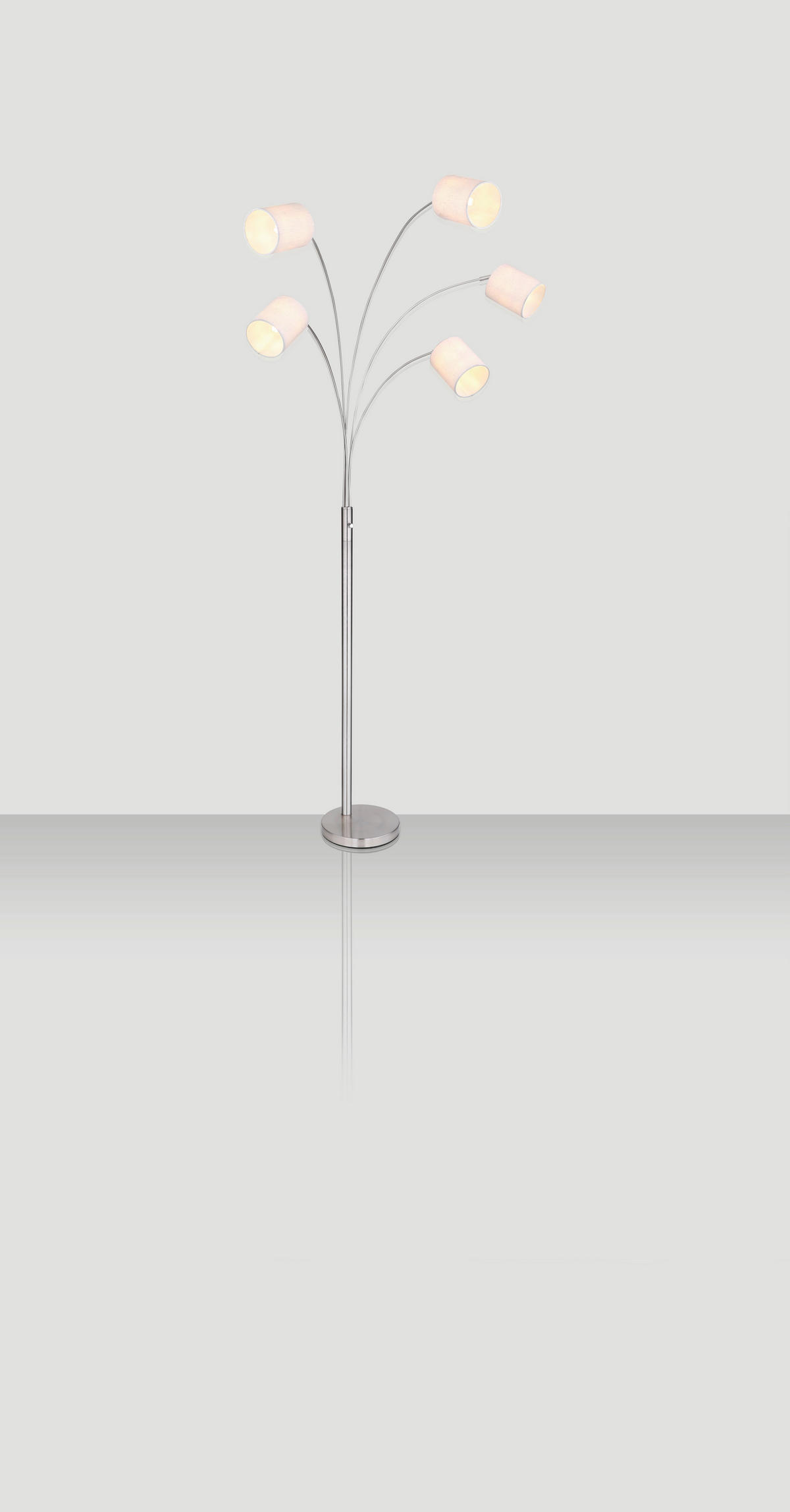 STOJACÍ LAMPA, 204 cm - pískové barvy/barvy niklu, Lifestyle, kov/textil (204cm) - Novel