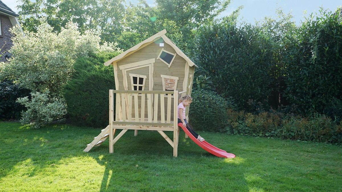 SPIELHAUS  - Beige/Rot, KONVENTIONELL, Holz (269/184/227cm) - EXIT Toys