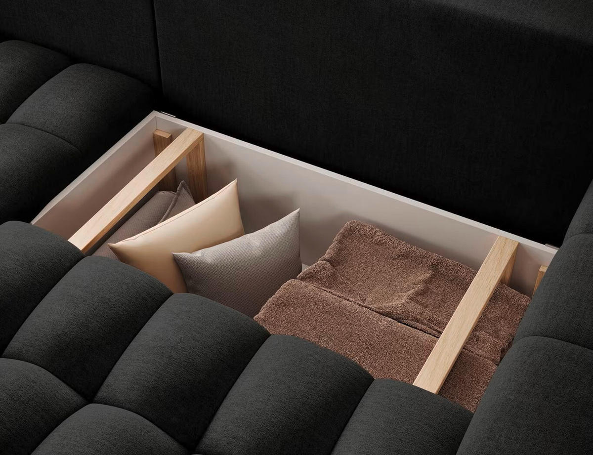 ECKSOFA  Anthrazit Samt  - Anthrazit/Schwarz, Design, Kunststoff/Textil (175/250cm) - MID.YOU