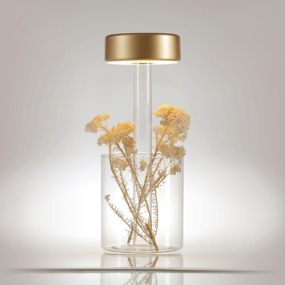 AKKU-TISCHLEUCHTE AI Collaboration 12/34,8 cm   - Transparent/Goldfarben, Design, Glas/Metall (12/34,8cm) - MAYTONI