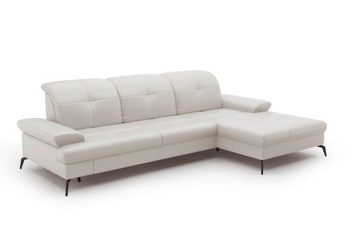 ECKSOFA in Vliesstoff Kombination Echtleder/Stoff Weiss  - Weiss/Schwarz, Konventionell, Leder/Textil (279/185cm) - Sit & More