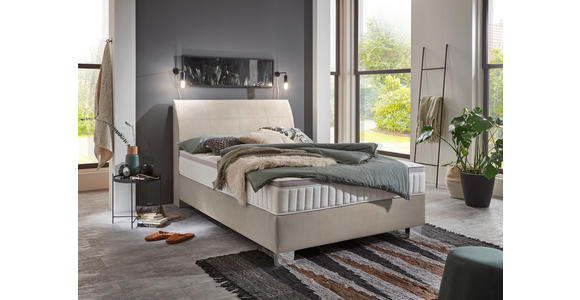 BOXSPRINGBETT 100/200 cm  in Taupe  - Taupe/Chromfarben, KONVENTIONELL, Kunststoff/Textil (100/200cm) - Hom`in