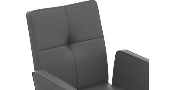 ARMLEHNSTUHL  Lederauswahl, Sitzfläche 180° drehbar  Echtleder  - Dunkelgrau/Schwarz, Design, Leder/Metall (65/91/58cm) - Moderano