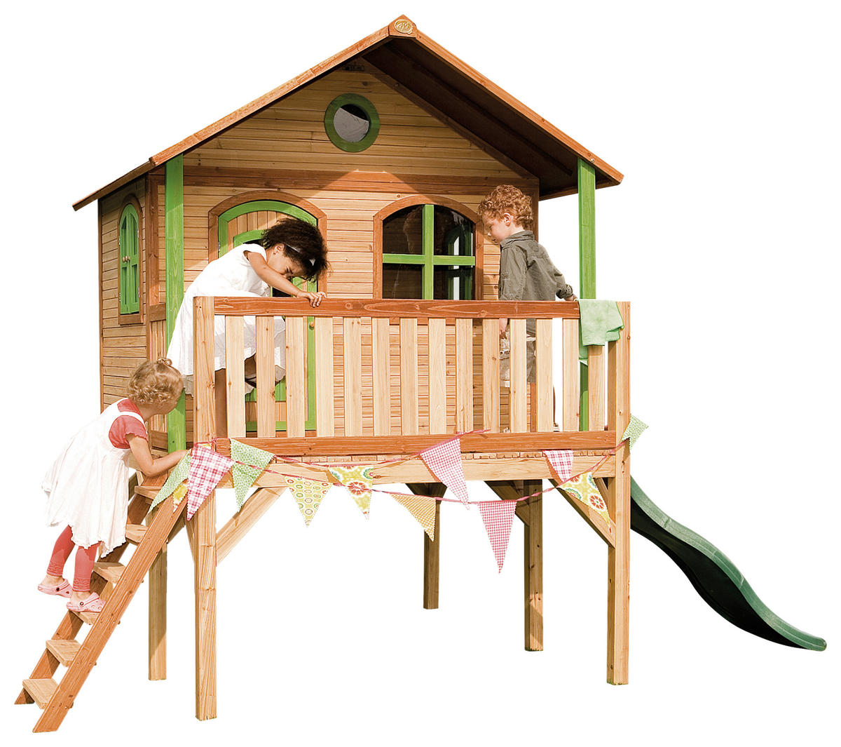 SPIELHAUS 380/274/212 cm  - Braun/Weiß, KONVENTIONELL, Holz/Kunststoff (380/274/212cm) - Ambia Garden