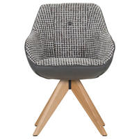 STOLIČKA S PODRÚČKAMI, ženilka, kožený vzhľad, sivá, biela, farba duba - sivá/biela, Konventionell, drevo/textil (60/83/65cm) - Novel