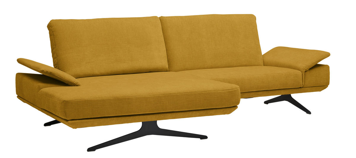 ECKSOFA in Flachgewebe Currygelb  - Currygelb/Schwarz, Design, Textil/Metall (155/284cm) - Koinor