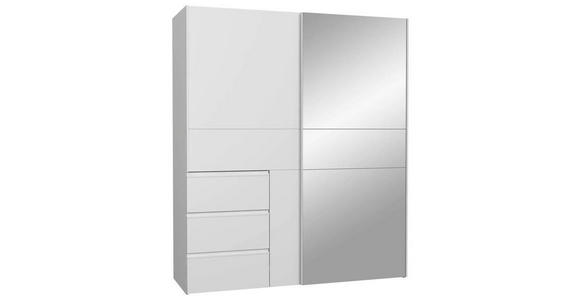 SCHWEBETÜRENSCHRANK  in Weiß  - Alufarben/Weiß, Basics, Holzwerkstoff/Metall (170/200/61cm) - Carryhome