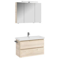 BADEZIMMER  in 90 cm  - Weiß/Pinienfarben, KONVENTIONELL, Glas/Keramik (90cm) - Sadena