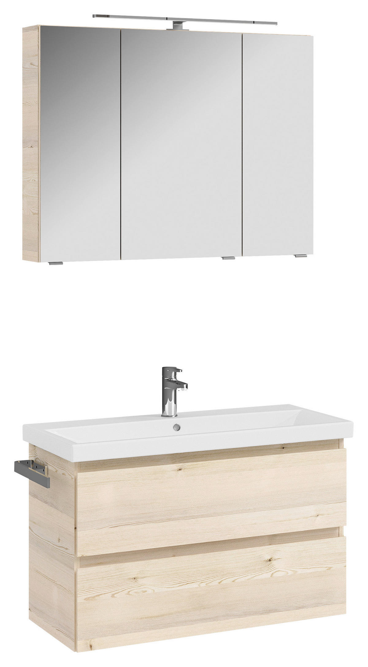 BADEZIMMER  in 90 cm  - Weiß/Pinienfarben, KONVENTIONELL, Glas/Keramik (90cm) - Sadena