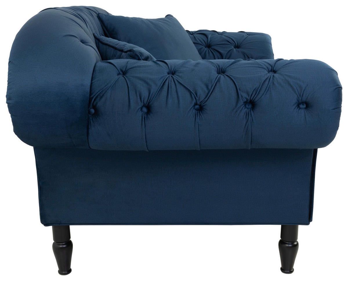 XXL-SESSEL in Velours Dunkelblau  - Schwarz/Dunkelblau, Design, Holz/Textil (180/94/103cm) - MID.YOU