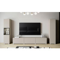 WOHNWAND Berlin 3-teilig  in Kaschmir  240/130/31 cm   - Kaschmir/Grau, Design, Glas/Holzwerkstoff (240/130/31cm) - P & B