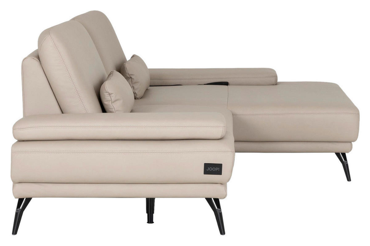 ECKSOFA JOOP! STUDIO Beige Echtleder  - Beige/Schwarz, KONVENTIONELL, Leder/Metall (301/180cm) - Joop!
