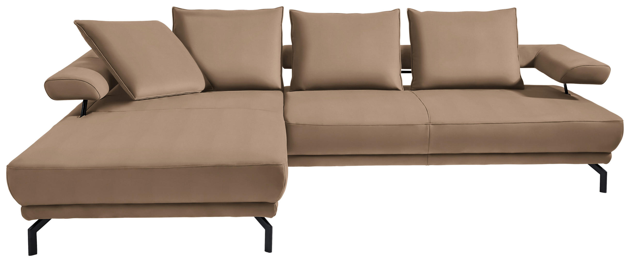 ECKSOFA in Mikrofaser Beige  - Beige/Schwarz, Design, Textil/Metall (224/305cm) - Dieter Knoll