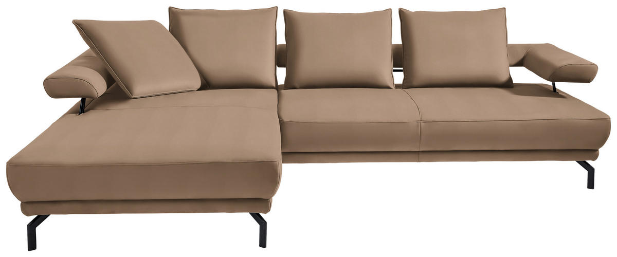 ECKSOFA in Mikrofaser Beige  224/305 cm  - Beige/Schwarz, Design, Textil/Metall (224/305cm) - Dieter Knoll