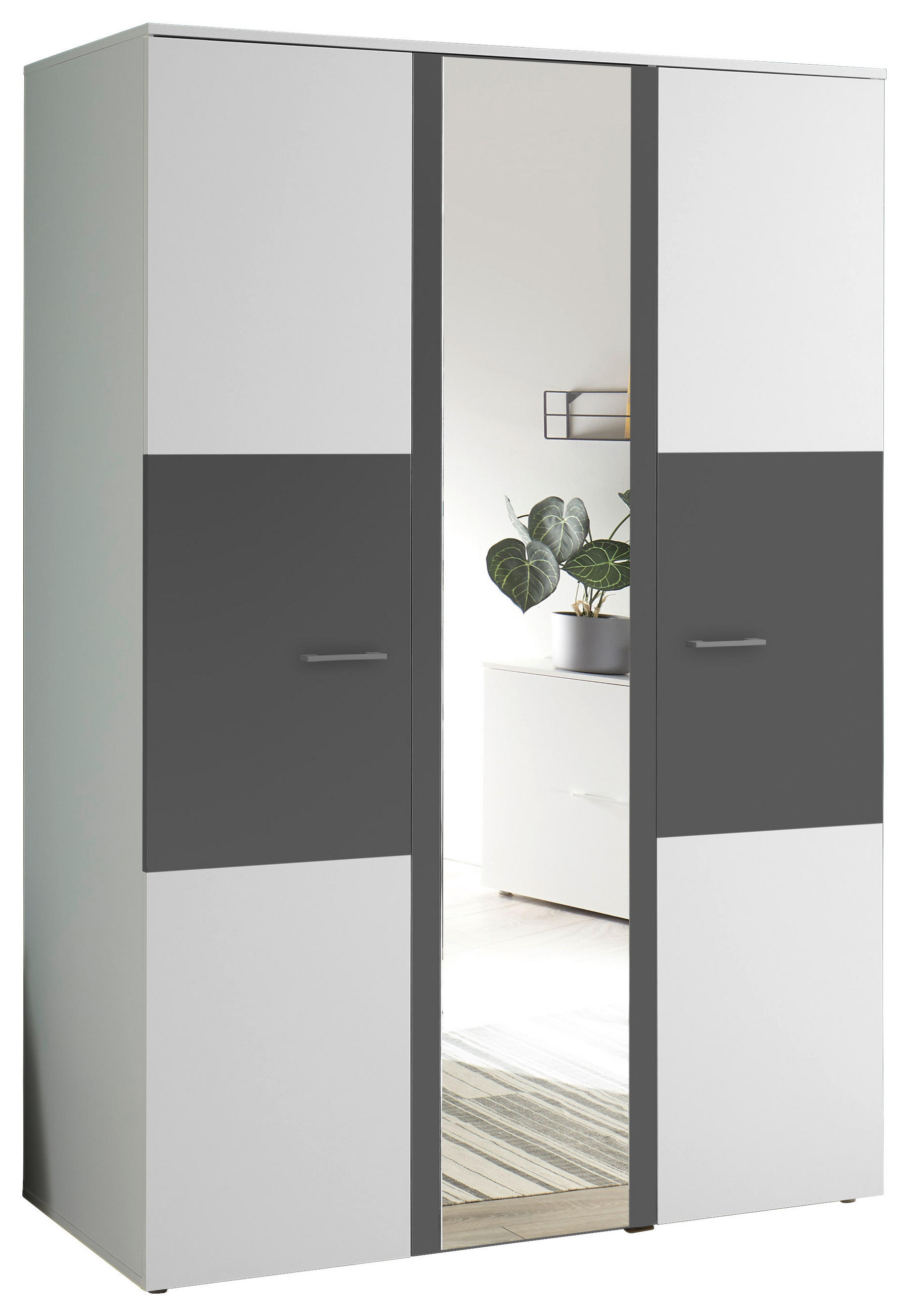 KINDERKLEIDERSCHRANK - Alufarben/Graphitfarben, MODERN, Glas/Holzwerkstoff (135/195/60cm) - Carryhome