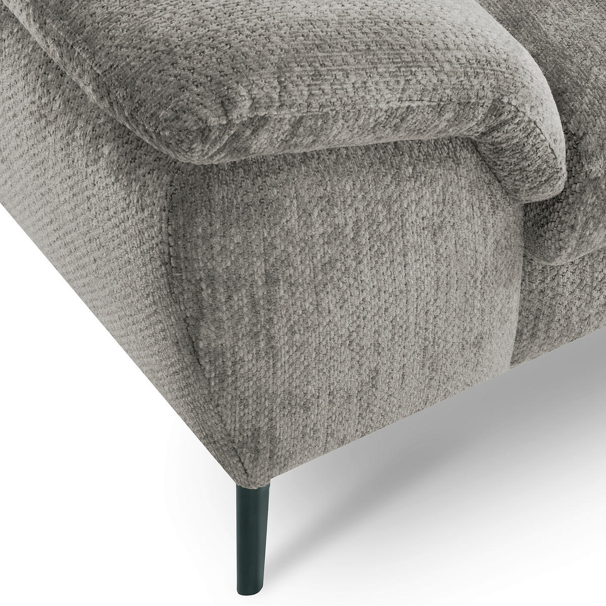 ECKSOFA PRADO Greige Webstoff Bettkasten, Kopfteilverstellung, Sitztiefenverstellung  - Greige/Schwarz, Design, Textil/Metall (268/195cm) - Livetastic