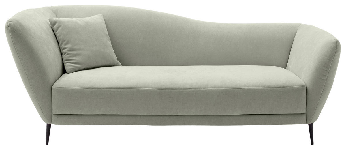 RÉCAMIERE Salbeigrün Chenille Zierkissen, Rücken echt  - Salbeigrün/Schwarz, KONVENTIONELL, Textil/Metall (224/70/97cm) - Hom`in