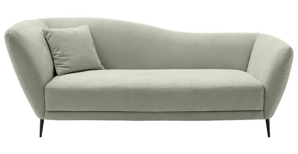 RÉCAMIERE Salbeigrün Chenille Zierkissen, Rücken echt  - Salbeigrün/Schwarz, KONVENTIONELL, Textil/Metall (224/70/97cm) - Hom`in