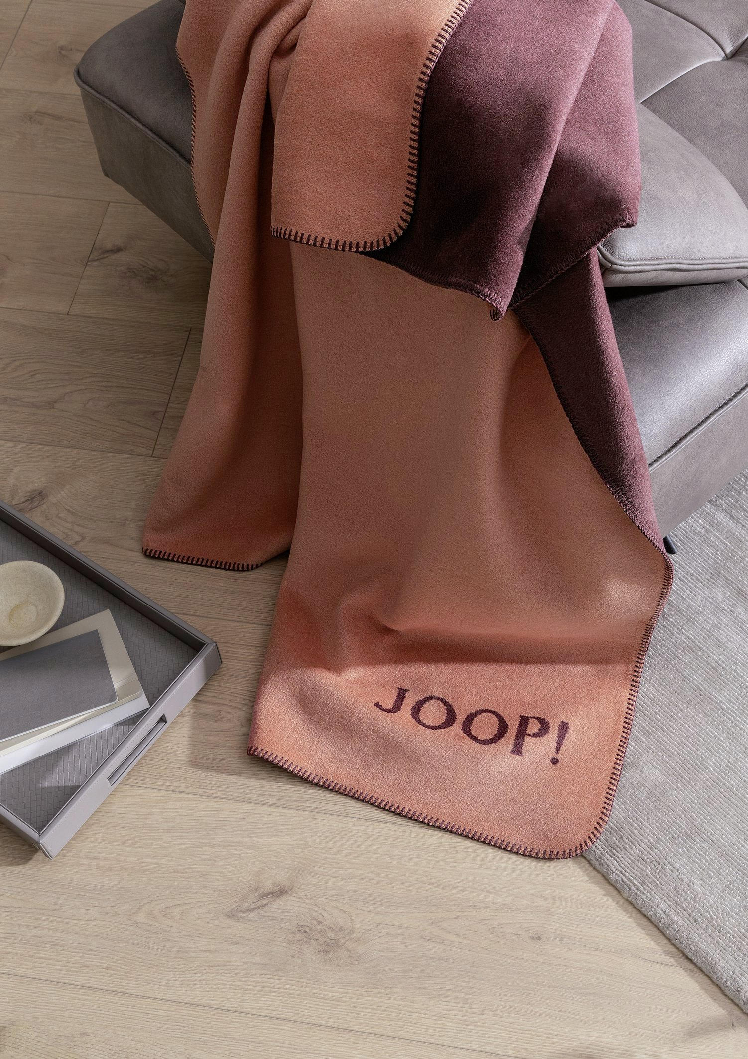 WOHNDECKE Uni Doubleface 150/200 cm Orange, Bordeaux  - Bordeaux/Orange, KONVENTIONELL, Textil (150/200cm) - Joop!