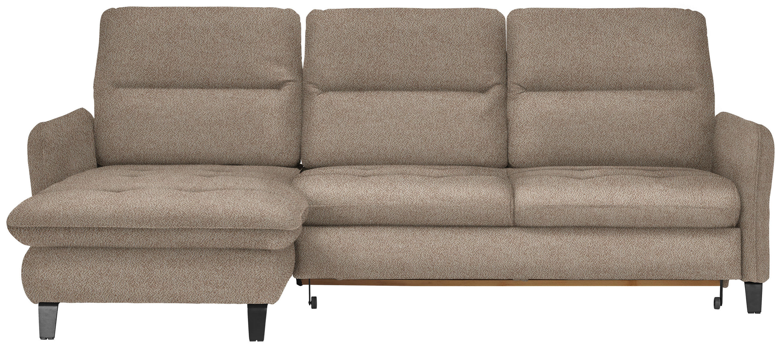 ECKSOFA Beige Flachgewebe  - Beige/Schwarz, KONVENTIONELL, Textil/Metall (190/254cm) - Livetastic