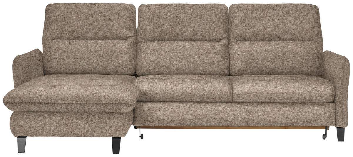 ECKSOFA Beige Flachgewebe  - Beige/Schwarz, KONVENTIONELL, Textil/Metall (190/254cm) - Livetastic