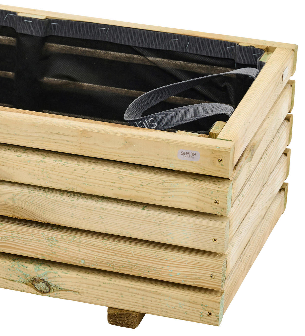 BLUMENKASTEN  - Schwarz/Kieferfarben, Basics, Holz/Textil (100/40/40cm) - Siena Garden