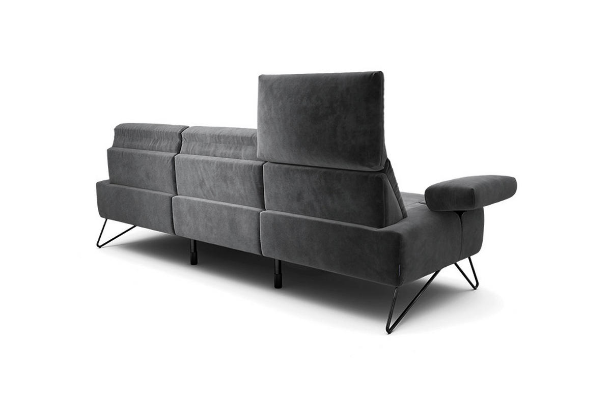 3-SITZER-SOFA Samt Anthrazit  - Anthrazit/Schwarz, Design, Textil/Metall (234-264/85/86-94cm) - SENSOO