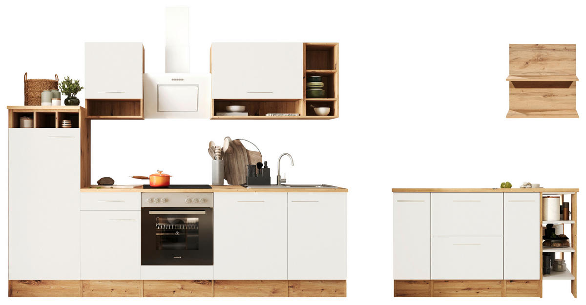 MODULKÖK 280-150 cm   i vit  - vit/skogsek, Design, metall/trämaterial (280-150cm) - Respekta