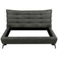 POLSTERBETT 180/200 cm,  in Dunkelgrau, gepolstertes Kopfteil,  - Dunkelgrau/Schwarz, Design, Leder/Metall (180/200cm) - Esposa