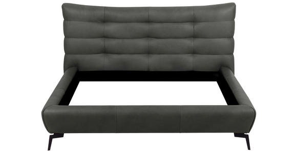 POLSTERBETT 180/200 cm,  in Dunkelgrau, gepolstertes Kopfteil,  - Dunkelgrau/Schwarz, Design, Leder/Metall (180/200cm) - Esposa