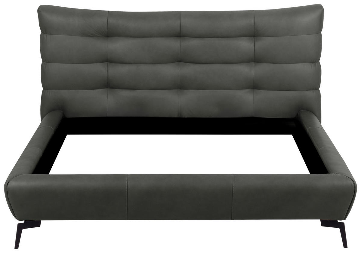 POLSTERBETT gepolstertes Kopfteil Dunkelgrau 180/200 cm  - Dunkelgrau/Schwarz, Design, Leder/Metall (180/200cm) - Esposa