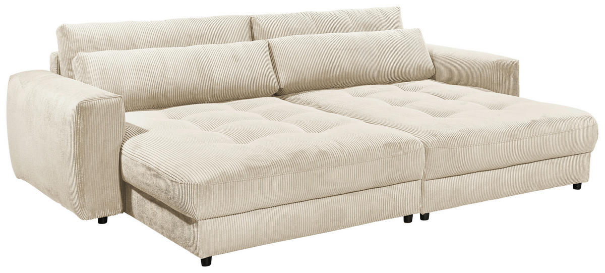 BIGSOFA Cord Creme  - Creme/Schwarz, KONVENTIONELL, Kunststoff/Textil (292/90/194cm) - MID.YOU