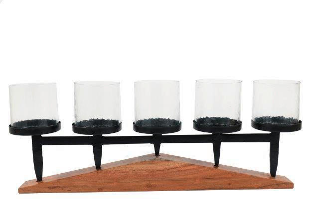 XXXL STOJAN NA SVIEČKU drevo, kov, sklo