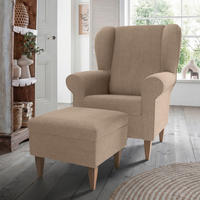 SESSELSET Chenille Hellbraun  - Hellbraun/Naturfarben, Konventionell, Holz/Textil (80/102/86cm) - Livetastic