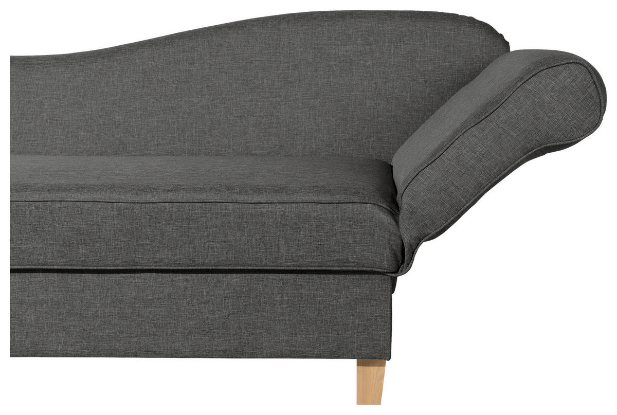 RÉCAMIERE Anthrazit Flachgewebe  - Anthrazit/Buchefarben, Design, Holz/Textil (190/82/88cm) - Max Winzer