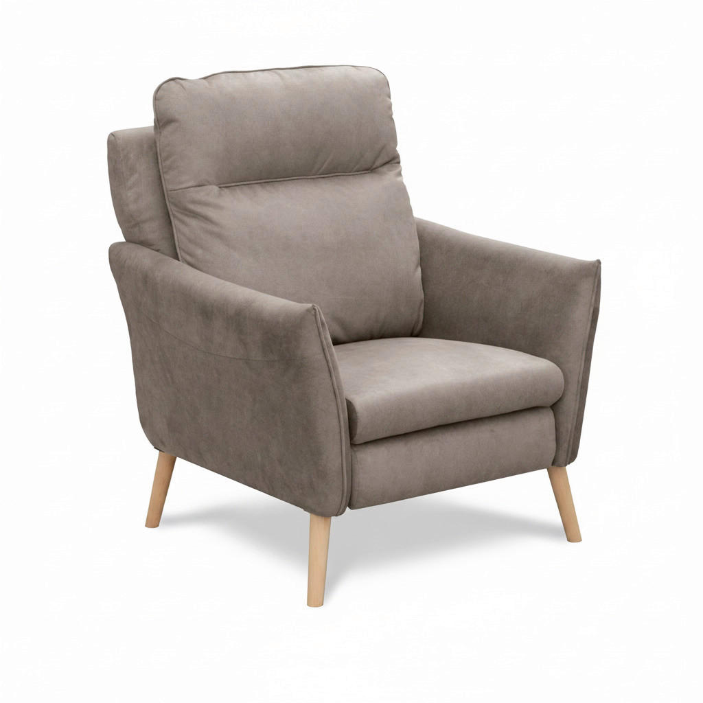 SESSEL in Mikrofaser Taupe  - Taupe/Buchefarben, Design, Holz/Textil (88/110/92cm) - Livetastic
