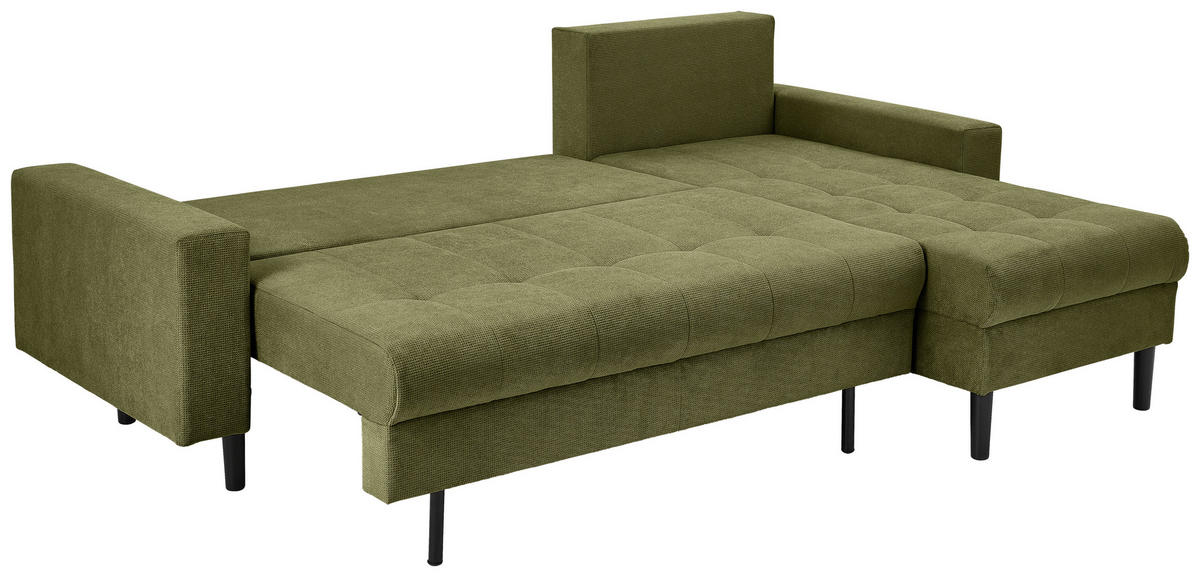 ECKSOFA in Webstoff Dunkelgrün  - Dunkelgrün/Schwarz, Konventionell, Kunststoff/Textil (231/157cm) - P & B