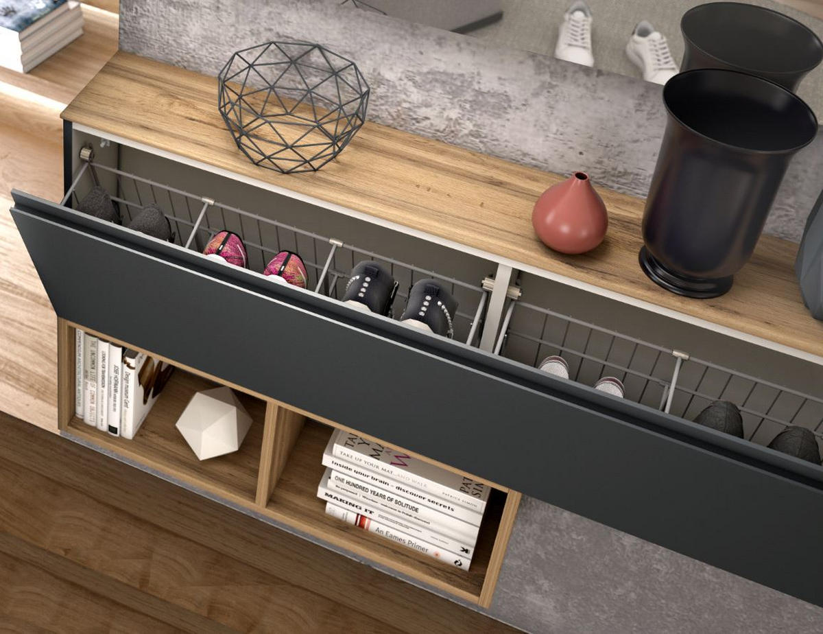 GARDEROBE 5-teilig  in 180/185/22 cm  - Sandfarben/Eichefarben, Design, Holzwerkstoff (180/185/22cm) - Moderano