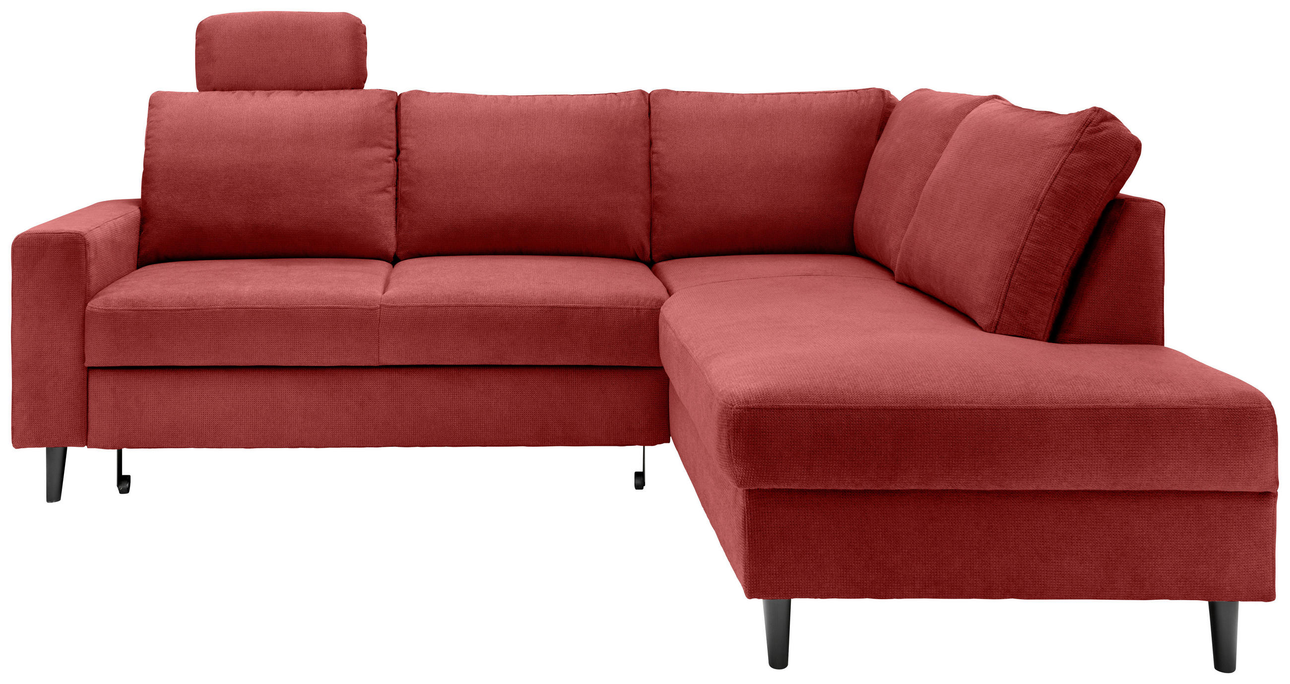 ECKSCHLAFSOFA in Rot Textil   - Rot/Schwarz, Modern, Holz/Textil (242/200cm) - Livetastic
