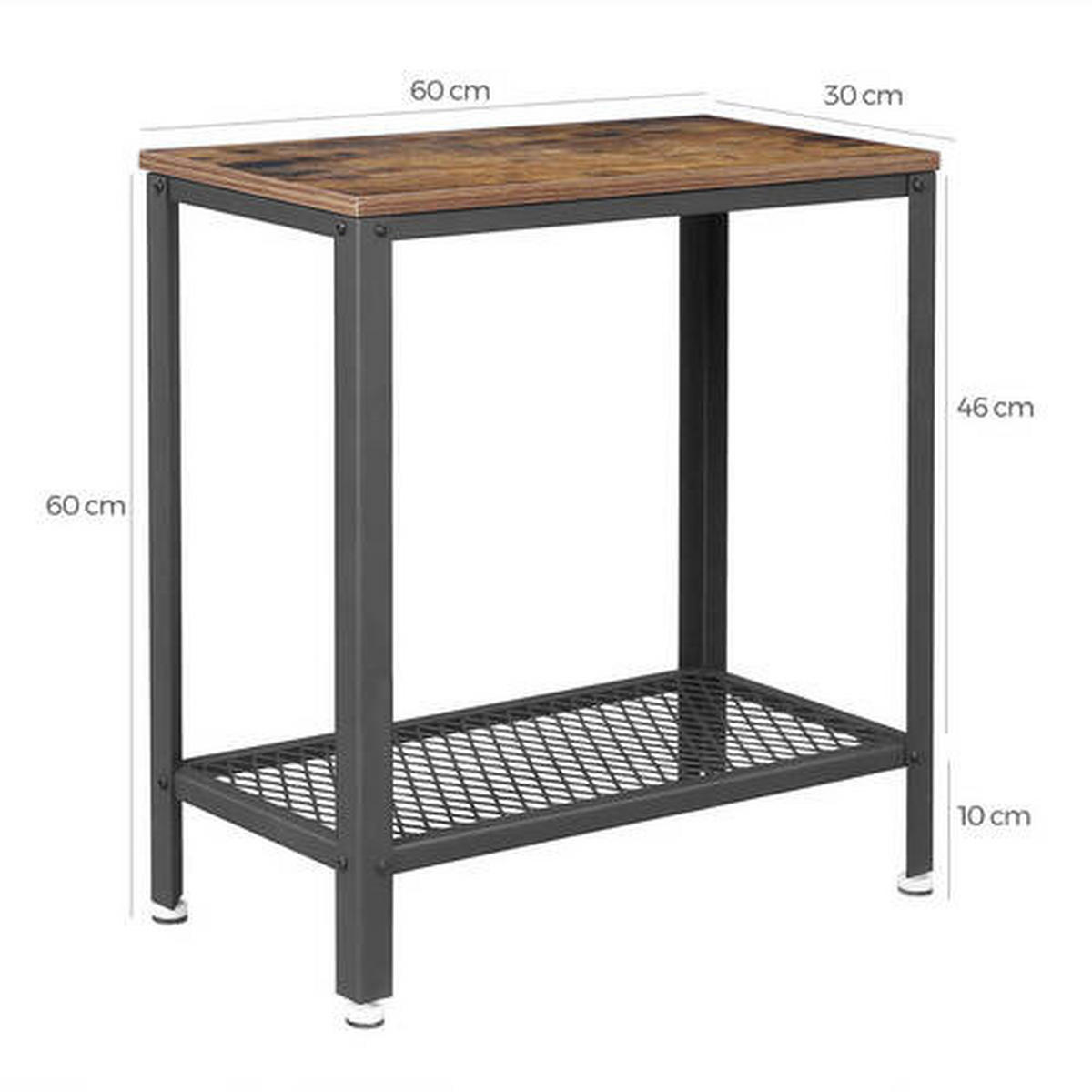 BEISTELLTISCH Braun, Schwarz rechteckig  - Schwarz/Braun, Trend, Holzwerkstoff/Metall (60/60/30cm) - Boxxx