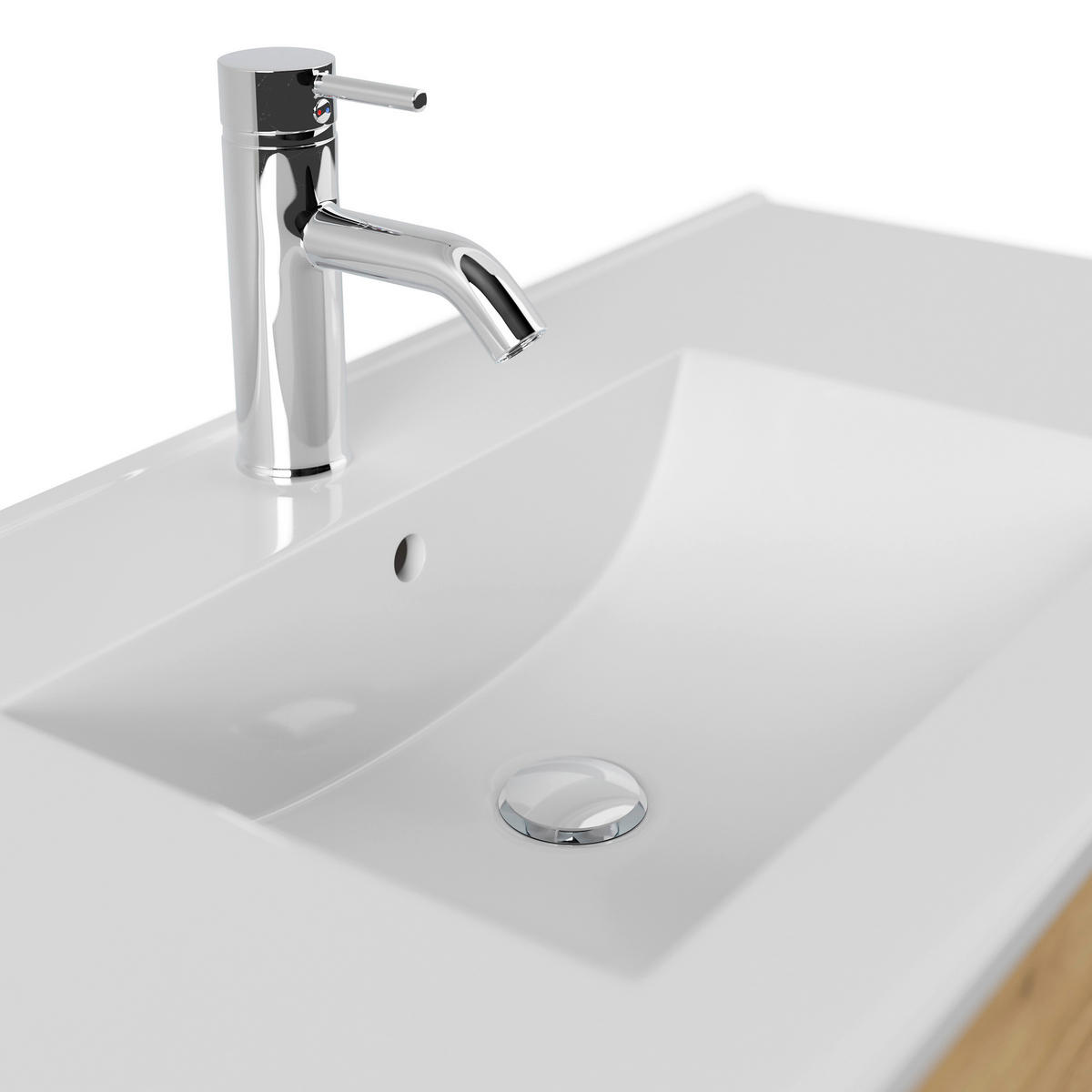 WASCHTISCHKOMBI 101 cm  - Eichefarben/Weiß, Basics, Keramik/Holzwerkstoff (101cm) - MID.YOU