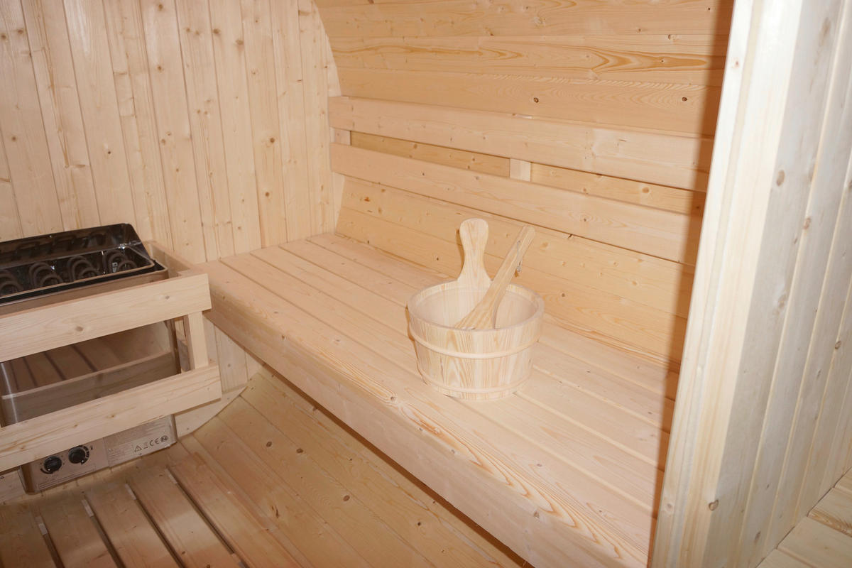SAUNAFASS für 4 Personen Bergen  - Fichtefarben, KONVENTIONELL, Glas/Holz (194,8/220/191,5cm) - Sanotechnik