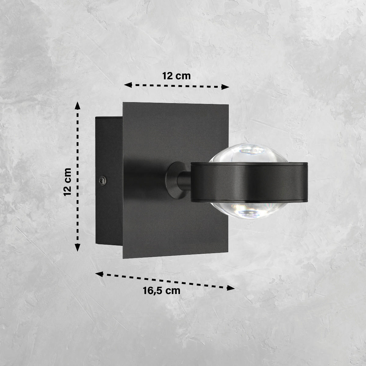 BADEZIMMER-WANDLEUCHTE Lense   - Sandfarben/Schwarz, Design, Metall (12/12cm) - Schöner Wohnen