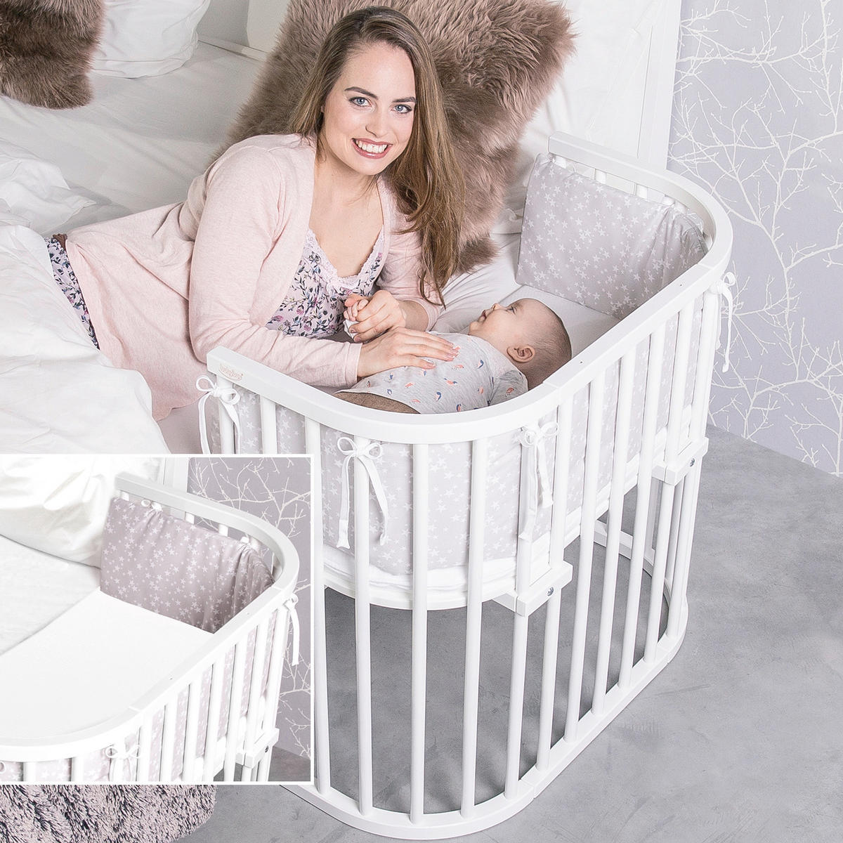 BEISTELLBETT  96/54/79 cm  - Naturfarben, Basics, Holz (96/54/79cm) - Babybay