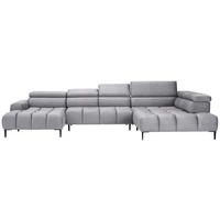 WOHNLANDSCHAFT Grau Webstoff  - Schwarz/Grau, Design, Textil/Metall (177/385/216cm) - Welnova