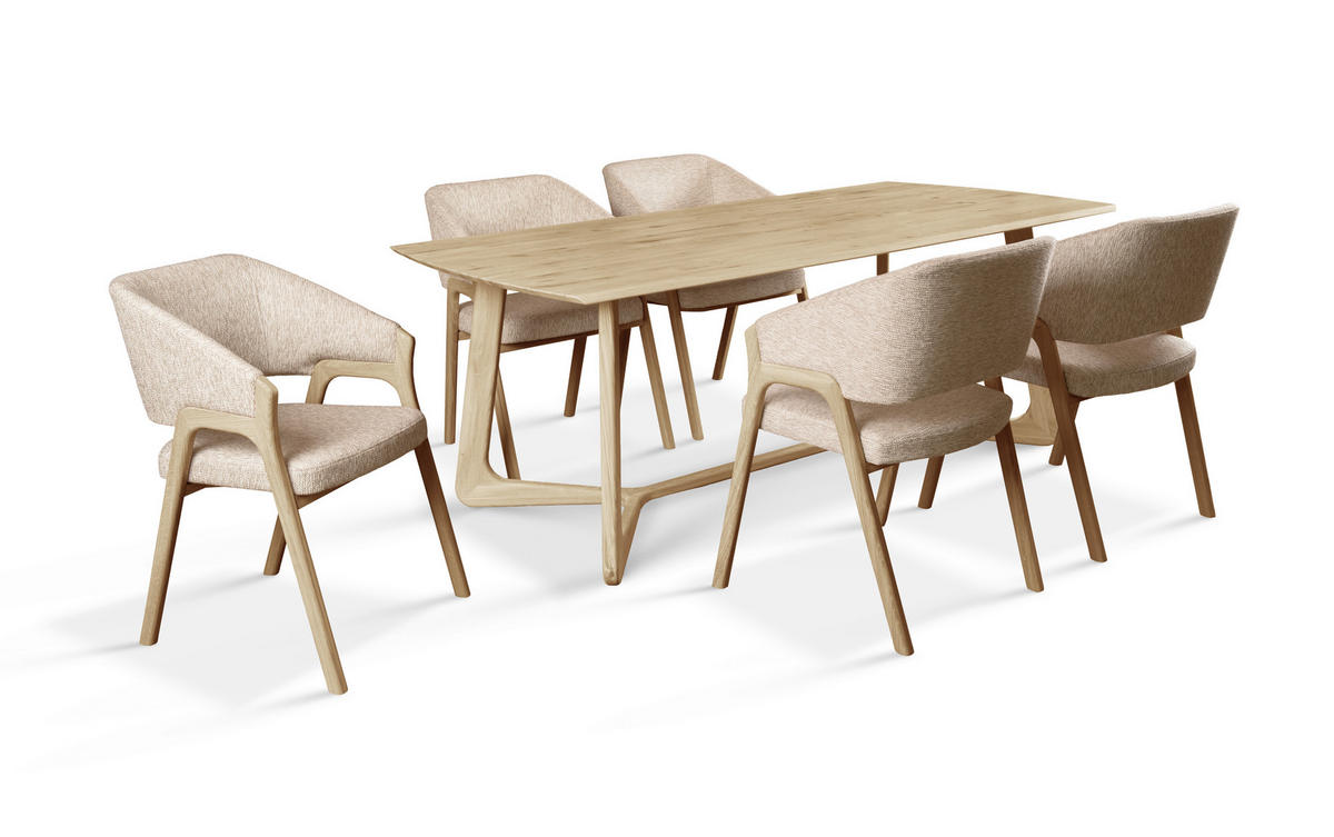 ARMLEHNSTUHL  Typenauswahl Jacquard  - Taupe/Eichefarben, KONVENTIONELL, Holz/Textil (57/87/60cm) - Linea Natura