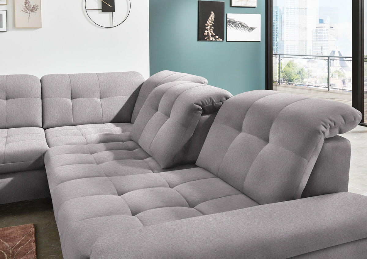 ECKSOFA in Chenille Hellgrau  - Chromfarben/Hellgrau, Design, Textil/Metall (260/310cm) - Beldomo Speed